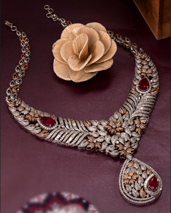 Ruby Studded Diamond Necklace | C Krishniah Chetty Group of Jewellers