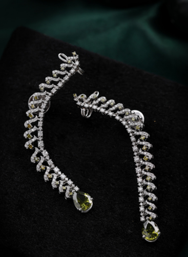 Peridot Studded Diamond Earrings | C. Krishnaiah Chetty Group of Jewellers  