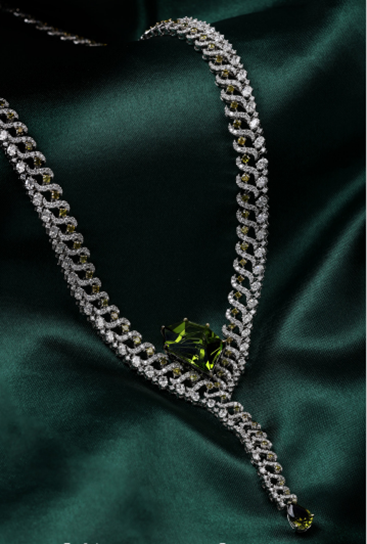 Peridot Studded Diamond Necklace | C. Krishnaiah Chetty Group of Jewellers  