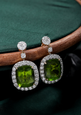 Peridot Ear Drops | C. Krishniah Chetty Group of Jewellers