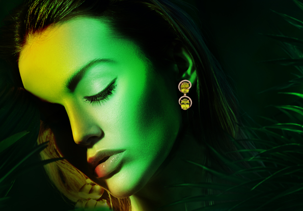CLASSIC DIAMOND PERIDOT DROPS | C. Krishniah Chetty Group of Jewellers
