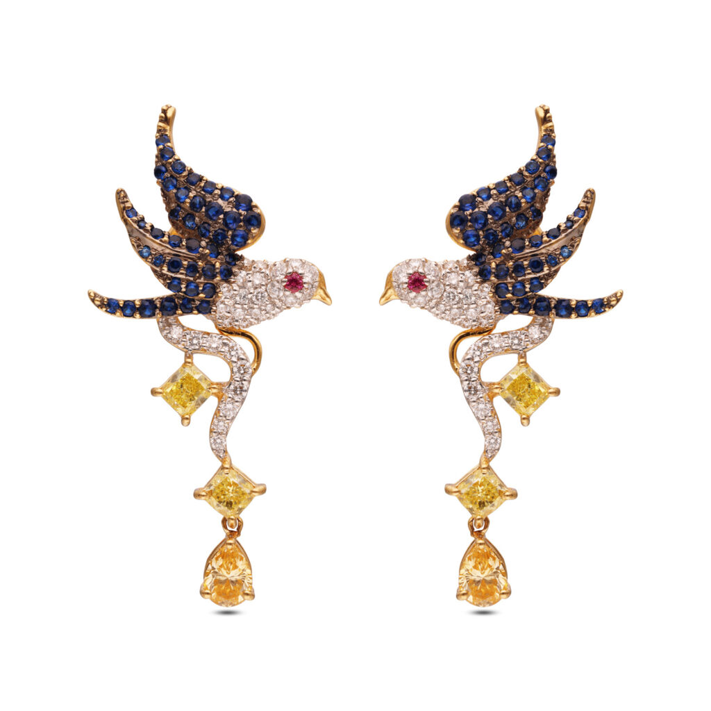 Classic Diamond Love Birds Drops | C. Krishniah Chetty Group of Jewellers
