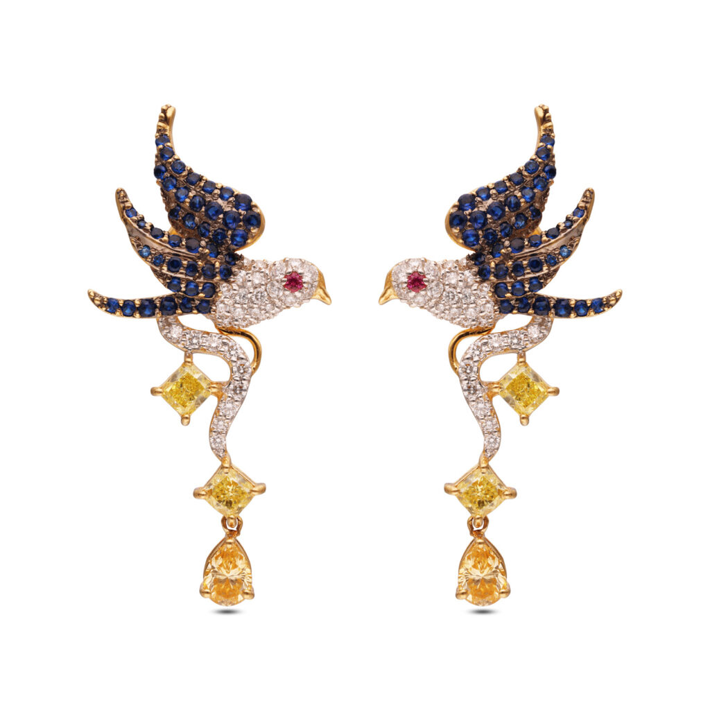 Classic Diamond Love Birds Drops | C. Krishniah Chetty Group of Jewellers