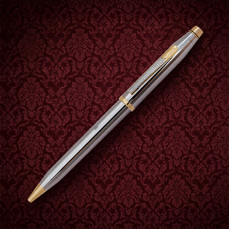 Luxury silver and gold pen with crystal detailing